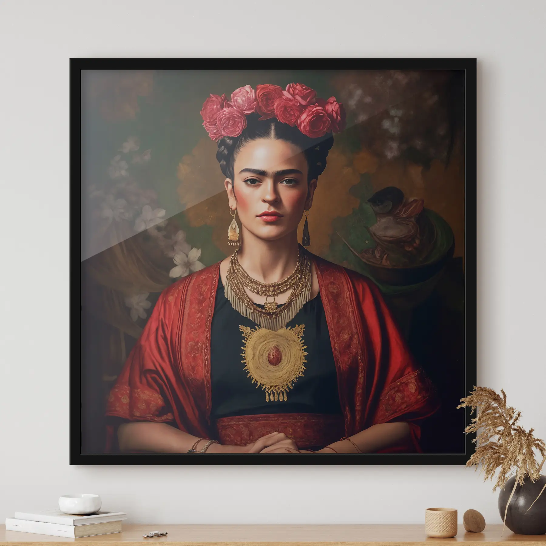 Fototapetai Frida Kahlo su raudona suknele f32865