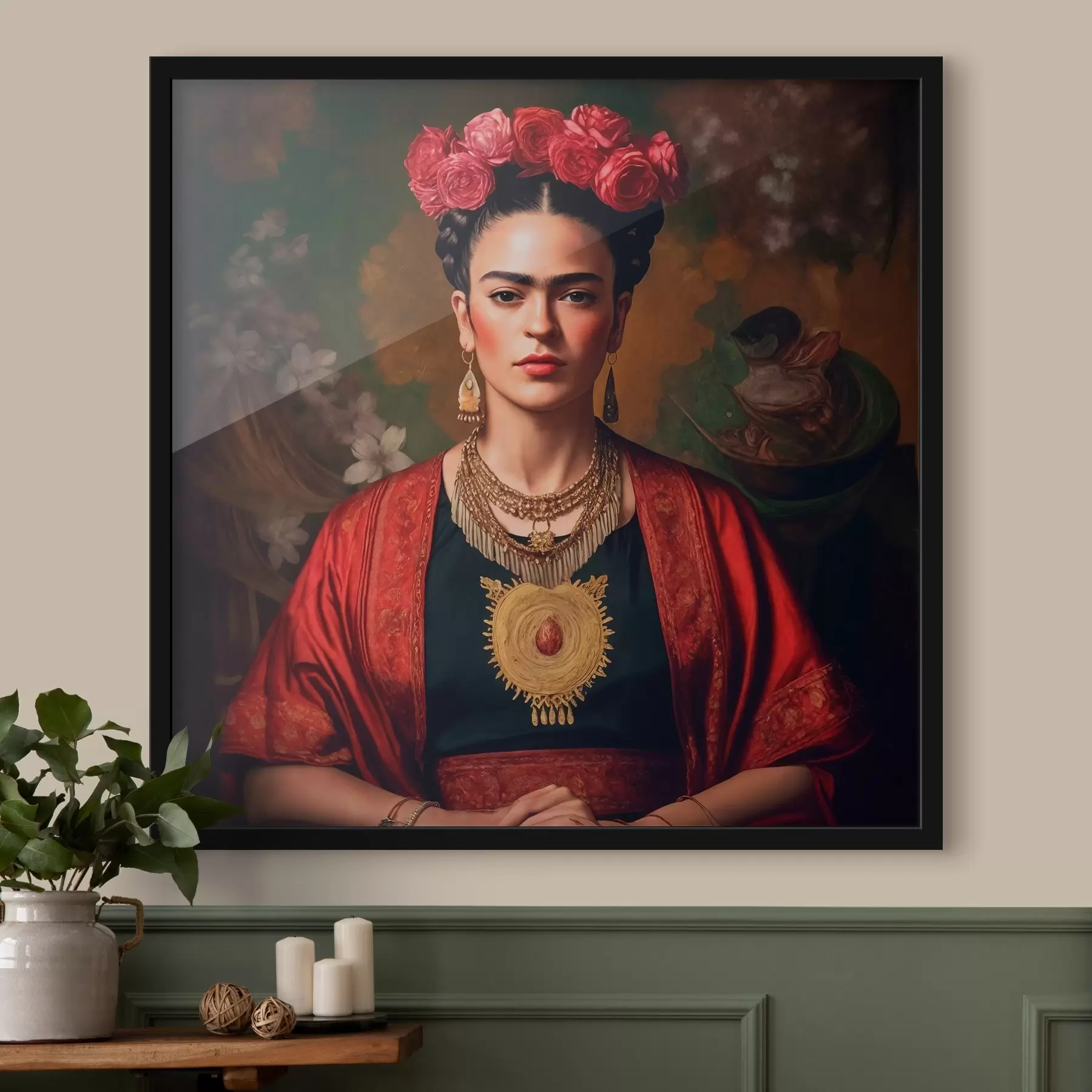 Fototapetai Frida Kahlo su raudona suknele f32865