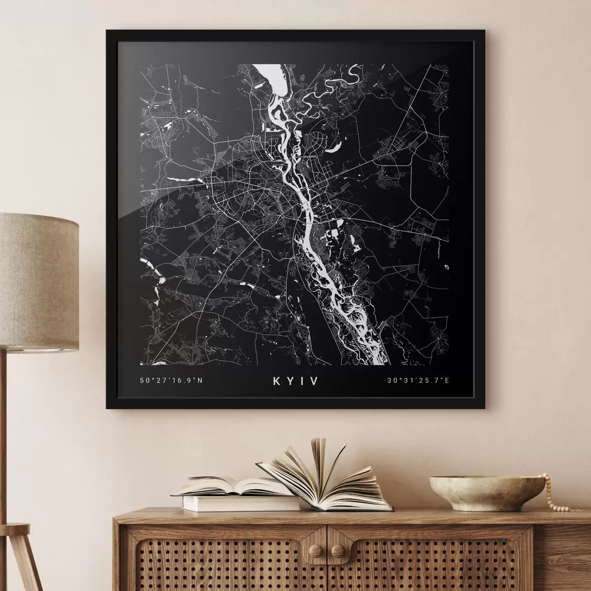 Plakatas Minimalistinis Ukrainos Kijevo miesto žemėlapis f31428