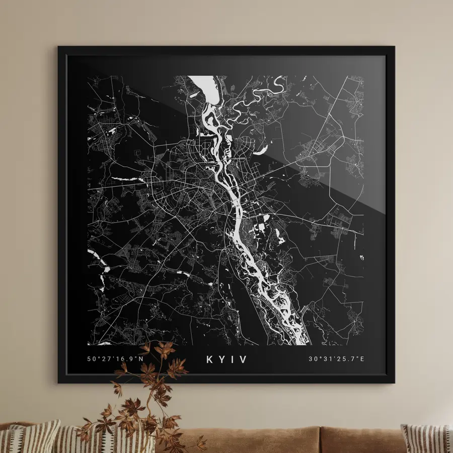 Paveikslėlis Minimalistinis Ukrainos Kijevo miesto žemėlapis f31428