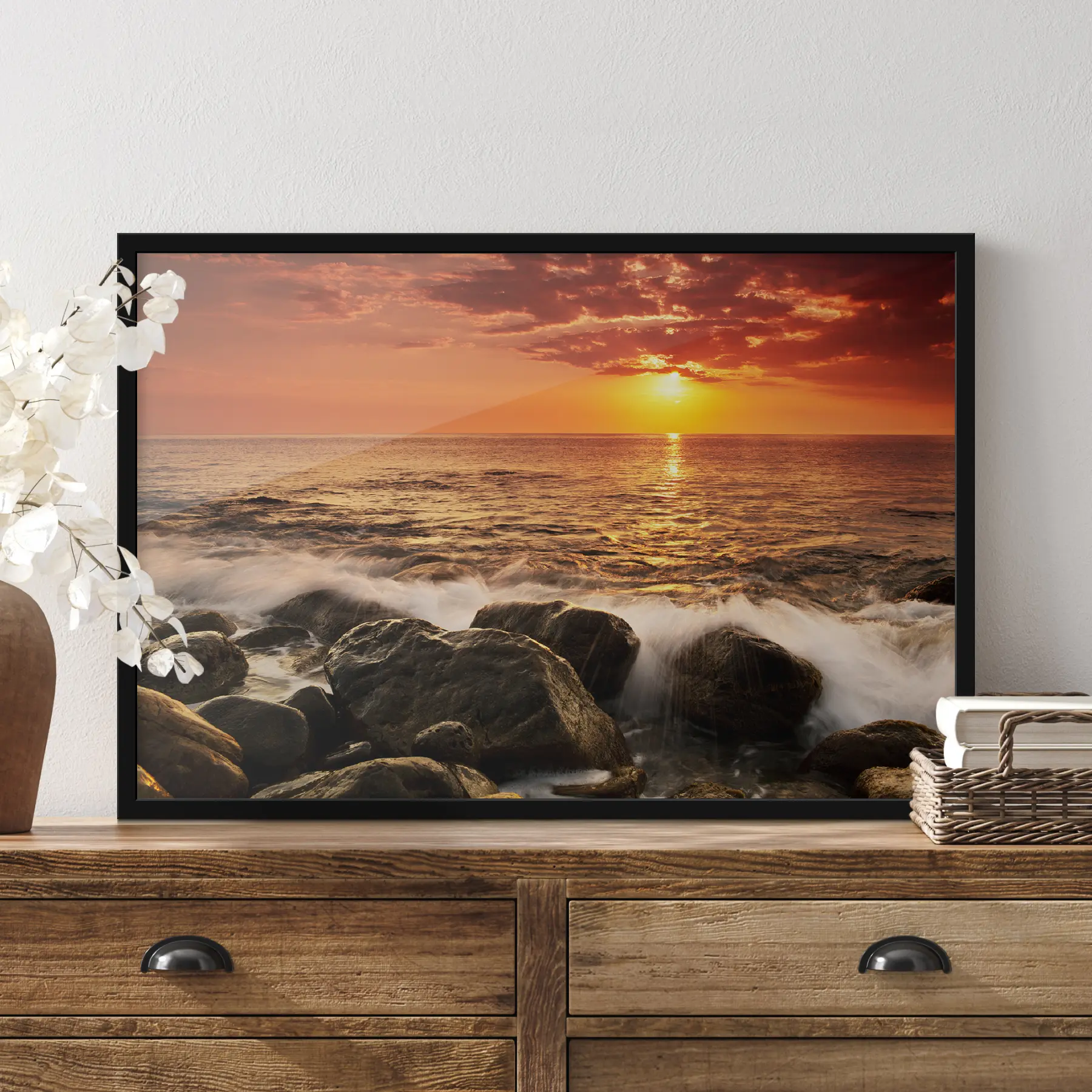 Fototapetai Saulėlydis tapo vandenyno drobę f19480