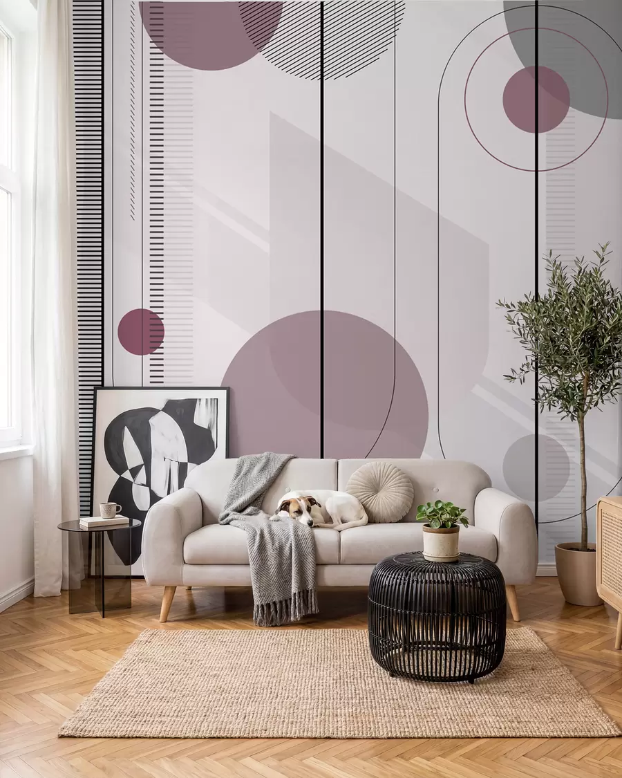 Fototapetai Rožiniai apskritimai ant siūlų u95379v2