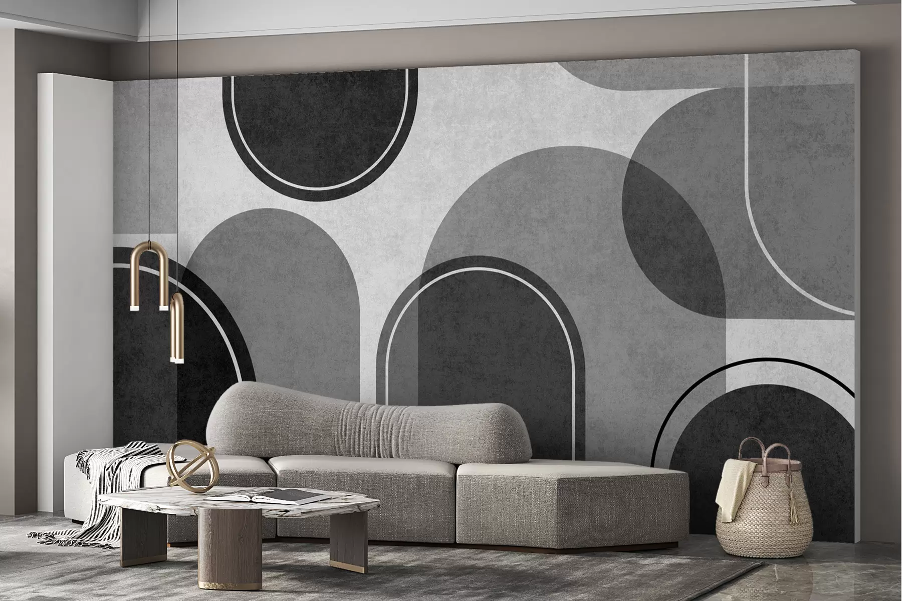 Fototapetai Pilkos spalvos geometrinės arkos u99095v2
