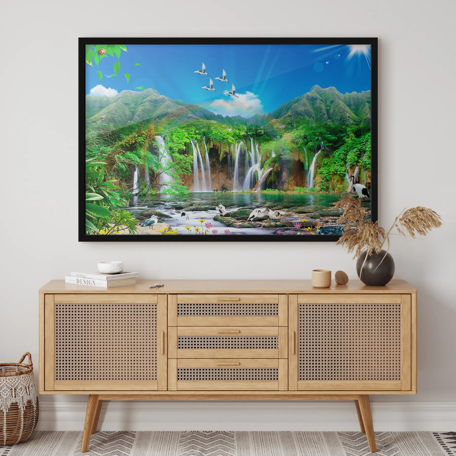 Fototapetai Ramioji pavasario peizažas su taikiu gyvūnija f03428