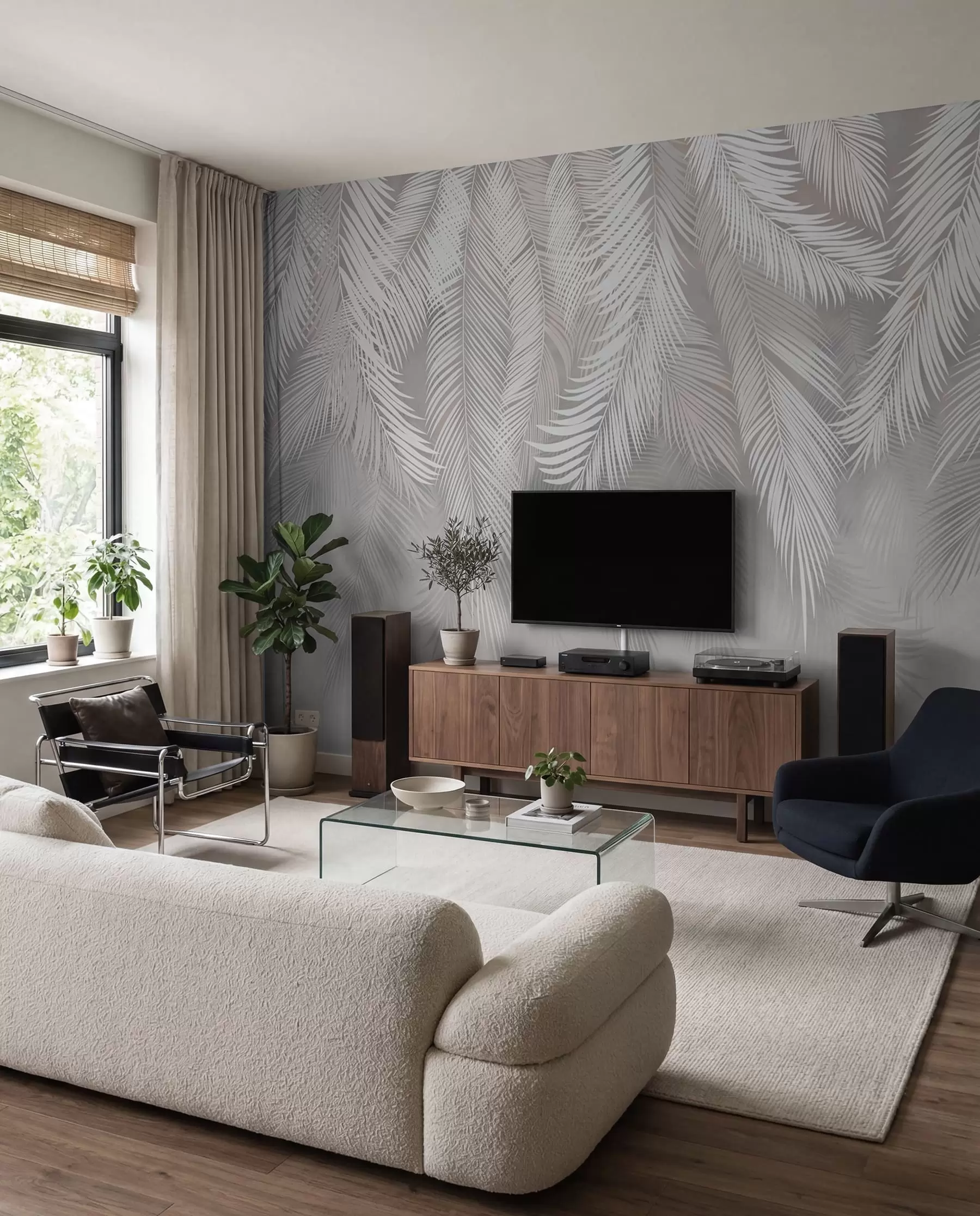 Fototapetai Sidabrinė palmių uždanga II u48556d2