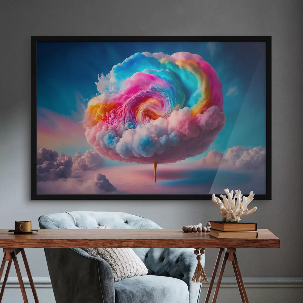 Plakatas Danguje sukasi ryškūs debesys f36698