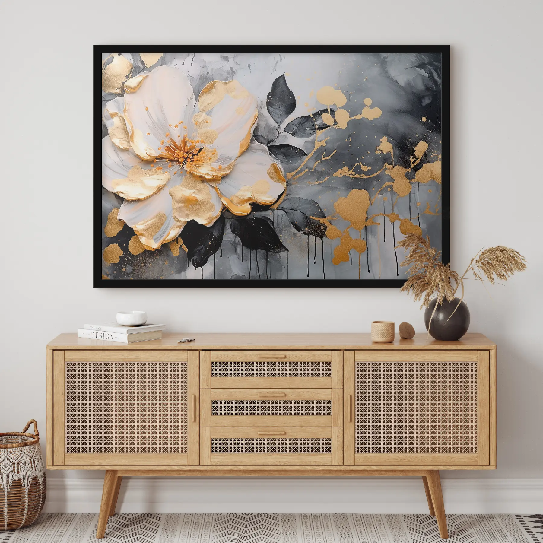 Fototapetai Elegantiškas gėlių dizainas su kontrastingomis spalvomis f35528